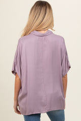 Lavender Dolman Sleeve Button Down Maternity Blouse