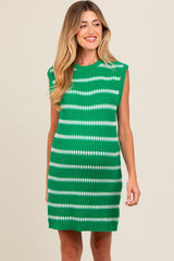 Green Striped Sweater Knit Sleeveless Maternity Dress