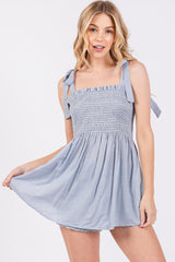 Light Blue Striped Sleeveless Maternity Top