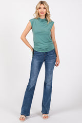 Light Teal Ruched Side Tie Tank Top