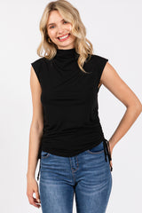 Black Ruched Side Tie Maternity Tank Top