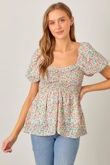 Multi Floral Sweetheart Top