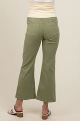 Light Olive Fitted Ankle Length Maternity Pants