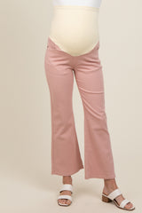 Pink Fitted Ankle Length Maternity Pants