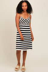 Ivory Crochet Striped Sleeveless Dress