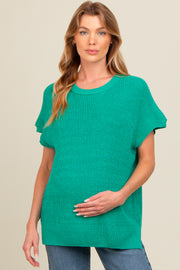 Jade Dolman Short Sleeve Side Slit Maternity Sweater Top