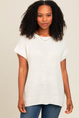 Ivory Dolman Short Sleeve Side Slit Maternity Sweater Top