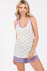 Lavender Trim Floral Maternity Tank Top