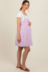 Lavender Comfy Knit Maternity Mini Dress with Shorts