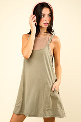 Olive Comfy Knit Maternity Mini Dress with Shorts