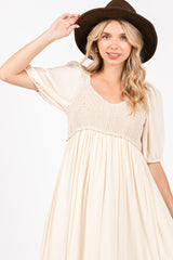 Beige Short Sleeve Knit Top Dress