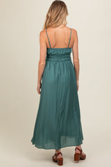 Teal Sleeveless Square Neckline Maternity Maxi Dress