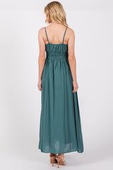 Teal Sleeveless Square Neckline Maxi Dress