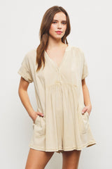 Taupe Cuffed Sleeve Romper