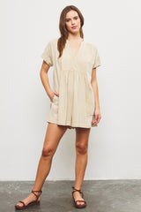 Taupe Cuffed Sleeve Romper