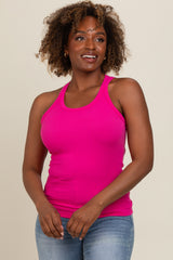 Fuchsia Basic Ribbed Maternity Tank Top