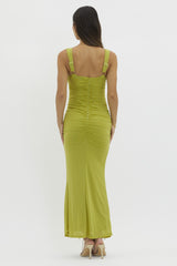 Light Olive Ruched Maxi Dress