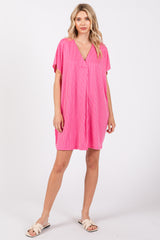 Fuchsia Striped Soft Knit Maternity Dress