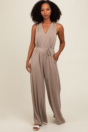 Mocha Racerback Wide Leg Jumpsuit