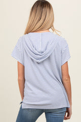 Blue Short Sleeve Maternity Hoodie