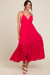 Fuchsia Eyelet Lace Midi Dress