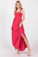 Red Ruffle Strap Maternity Maxi Dress