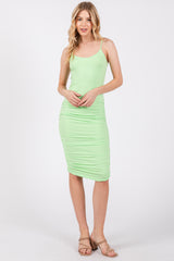 Lime Ruched Midi Dress