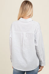 White Striped Button Down Top