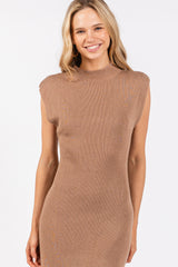 Mocha Knit Mock Neck Midi Dress