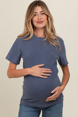 Navy Blue Basic Maternity T-Shirt