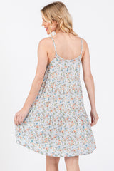 Light Blue Floral Tiered Dress