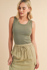 Olive Basic Ribbed Knit Maternity Tank