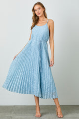 Light Blue Floral Pleated Maternity Maxi Dress