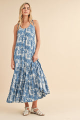 Blue Printed Maxi Dress