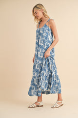 Blue Printed Maxi Dress