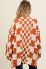 Rust Mixed Check Pattern Chunky Maternity Cardigan