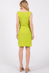 Lime Ruched Sleeveless Fitted Dress