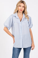 Blue Plaid Button Down Maternity Top