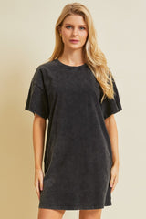 Black Short Sleeve Side Pocket Dress