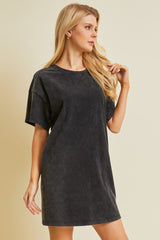 Black Short Sleeve Side Pocket Dress