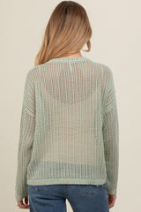 Light Olive Open-Knit Maternity Sweater