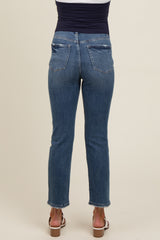 Blue Ankle Slim Straight Maternity Jeans