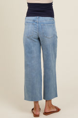 Light Blue Cut Hem Wide Leg Maternity Jeans