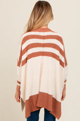 Mocha Textured Knit Striped Oversized Maternity Cardigan