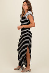 Black Ivory Striped Maxi Dress with Scoop Neck