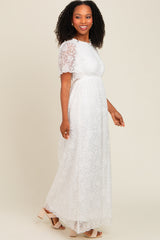 White Lace Sheer Lace Back Maxi Dress