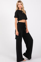 Black Crop Top Cargo Pant Set