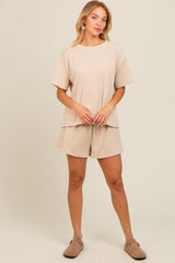 Ivory Ribbed Shorts Set