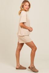 Ivory Ribbed Shorts Set