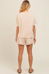 Ivory Ribbed Shorts Set